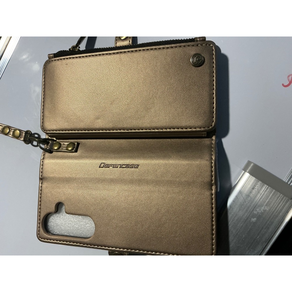 Defencase Galaxy S25 Case Wallet Card Holder Titanium Leather Wristlet Zipper - Picture 5 of 7